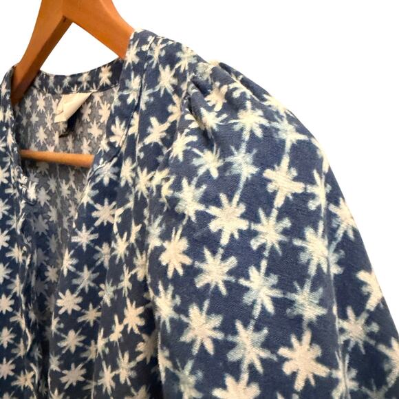 Universal Thread Blue Star Jumpsuit Puff Sleeve L Cotton Belted Boho Cottagecore - Picture 5 of 9
